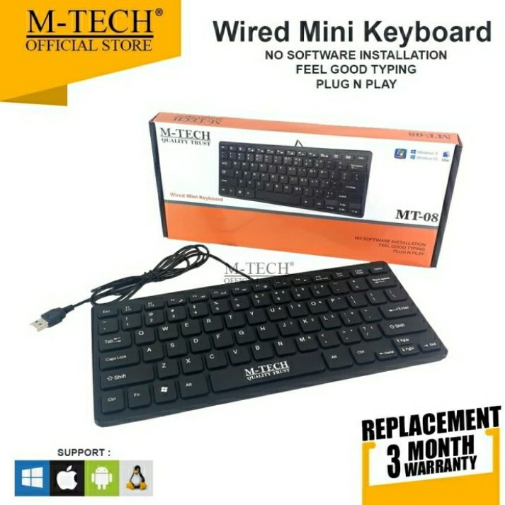 M-Tech MT-08 Keyboard Wired USB Mini Multi MTech MT 08