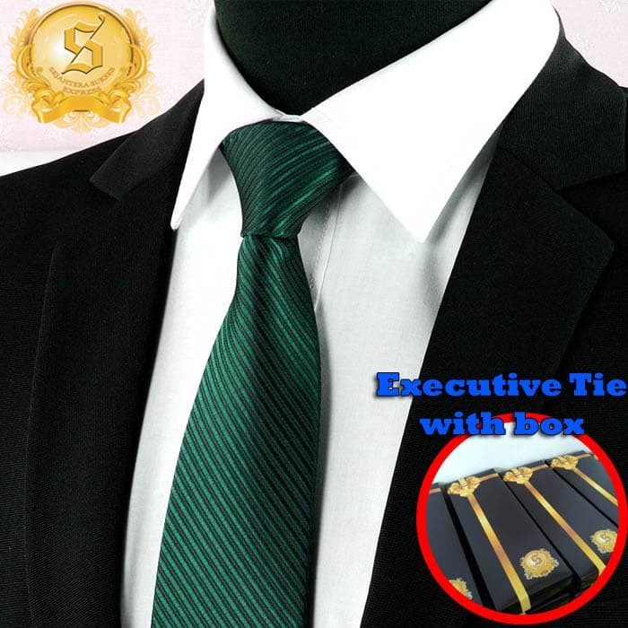 DASI dasi kantor import pria warna hijau tua dark green diagonal kilap - model manual (C6S6) Dasi br