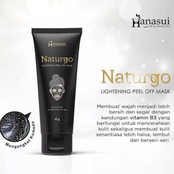 [ORI] MASKER NATURGO HANASUI TUBE NATURGO LIGHTENING PEEL OFF MASK AMPUH MENGANGKAT KOMEDO 60 GRAM