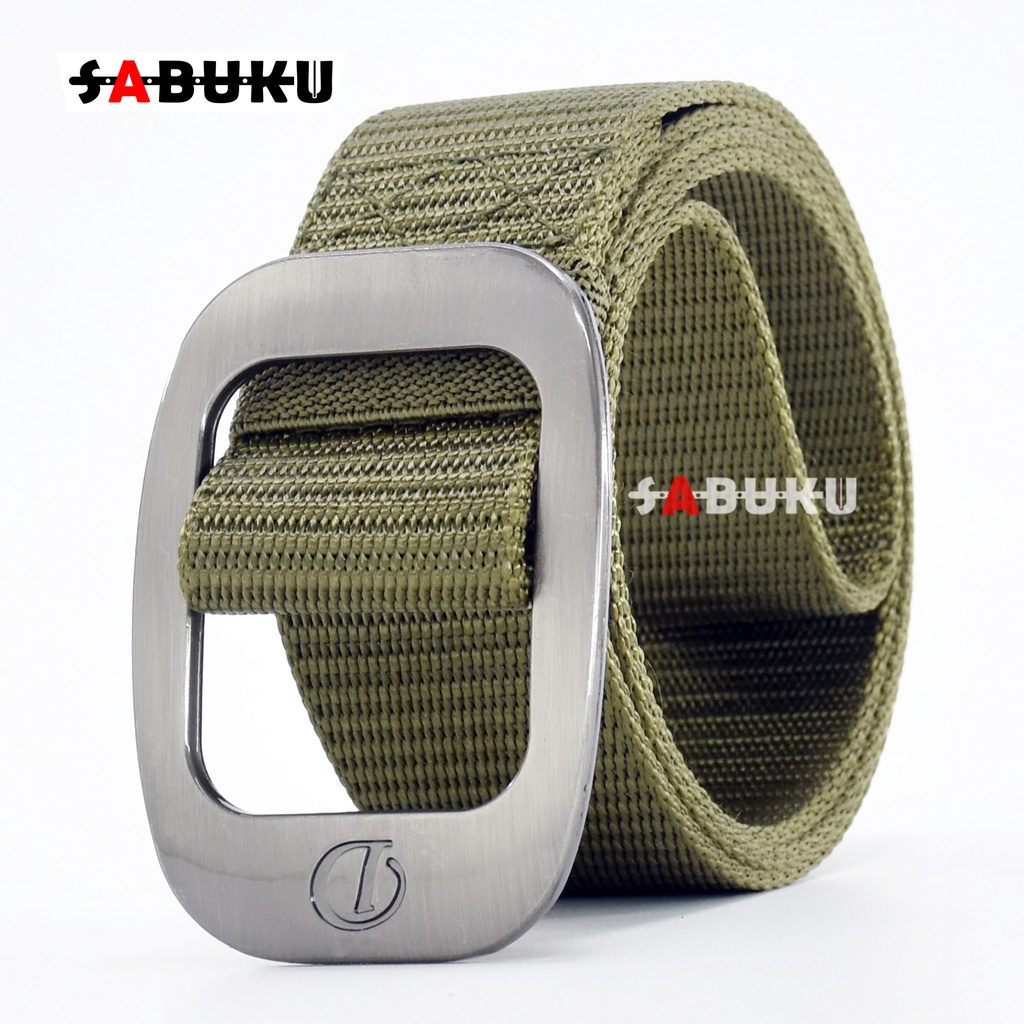 Ikat Pinggang Pria Canvas Kain Nylon Sabuk Canvas Military Tactical Model Kepala Besi Men Belt - 174