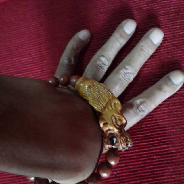 GELANG KAYU NAGASARI KOMBINASI KELOR MAS UKIR SINGA