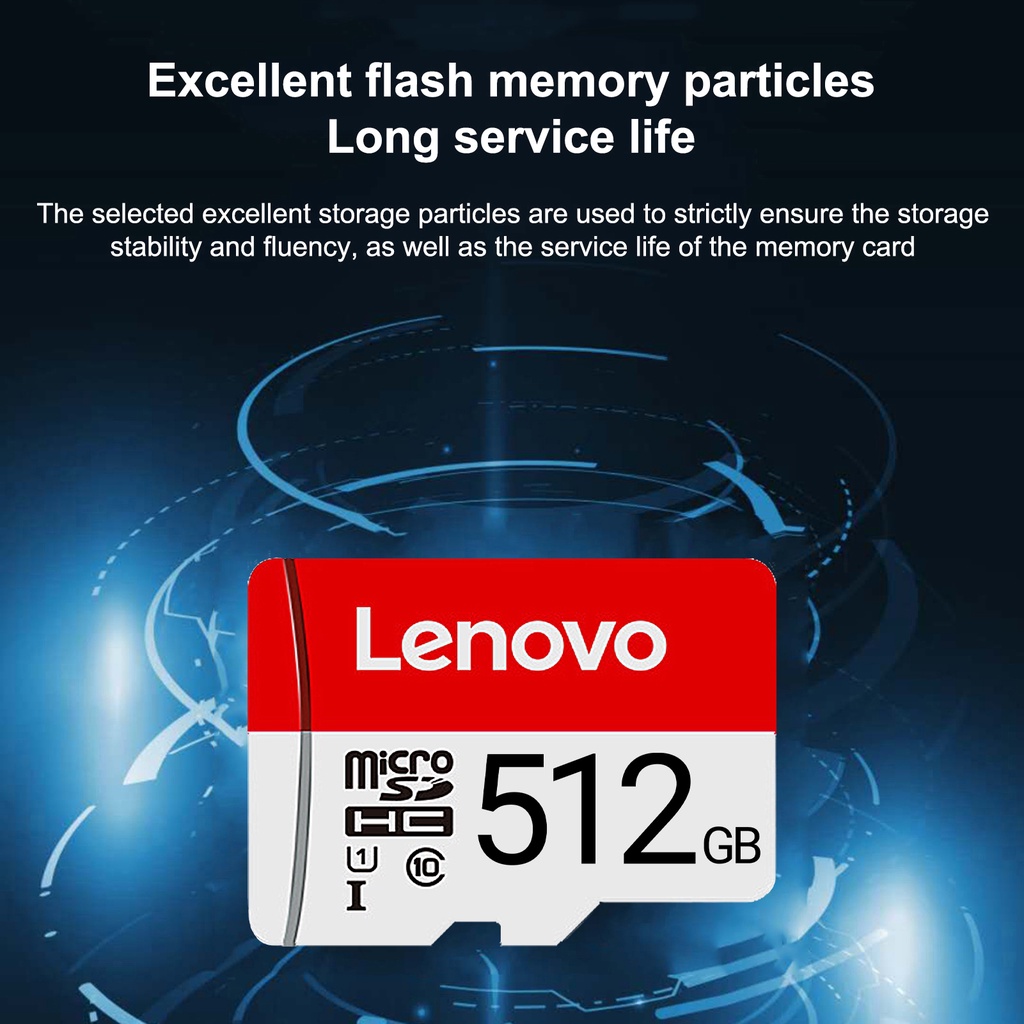 Kartu Memori Penyimpanan Lenovo 512GB 1TB Transmisi Kecepatan Tinggi Tahan Air Anti Magnetik Untuk MP3 / MP4