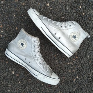 leather silver converse