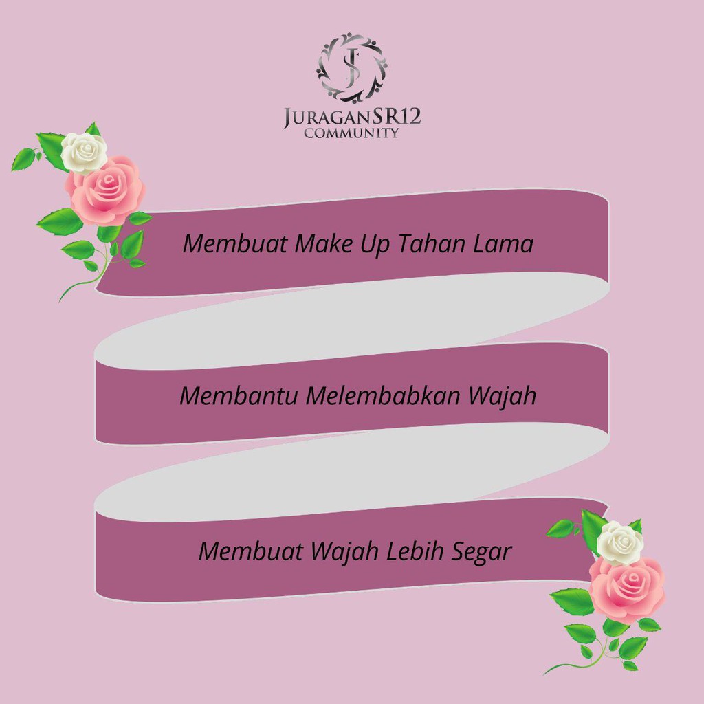 Nature Rose Water SR12 - Membuat Make UP Tahan Lama - Untuk Kulit Normal Flek Hitam dan Berminyak