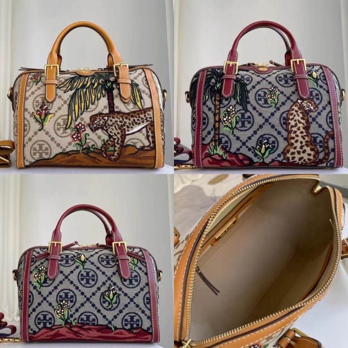 Tory Burch Monogram Jacquard EmbroideredDuffle - Navy