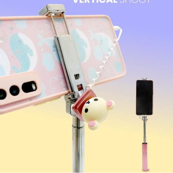 ♗ Luna Official Simple Selfie Stick/tongsis HP/tongsis karakter cute - Pink ➥