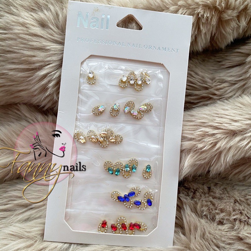 Nail charm teardrop 6 warna swarovski nails crystal ab glitter foil glass nailart kutek gel