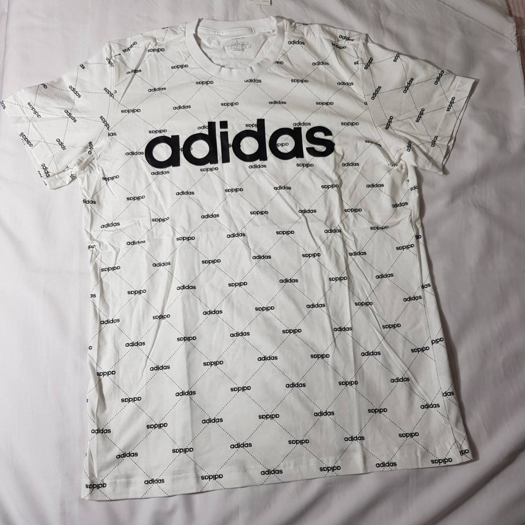 Baju adidas pria neo kaos pria Tee Linear Graphic putih white katun original ukuran L kaos adidas