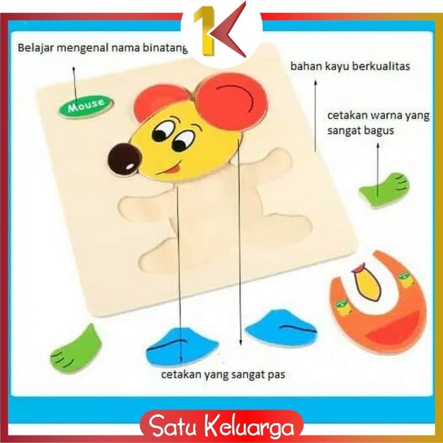 TERBARU!! Mainan Puzzle Kayu Anak 3D Mainan Puzzel Kayu Jigsaw - PART 01-BIRDIE