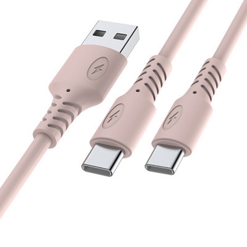 VIVI   2in1 USB To Dual Type C Male Cable Silicone Mobile Phone USB C Charging Cord Type C Charger Line for Cellphones