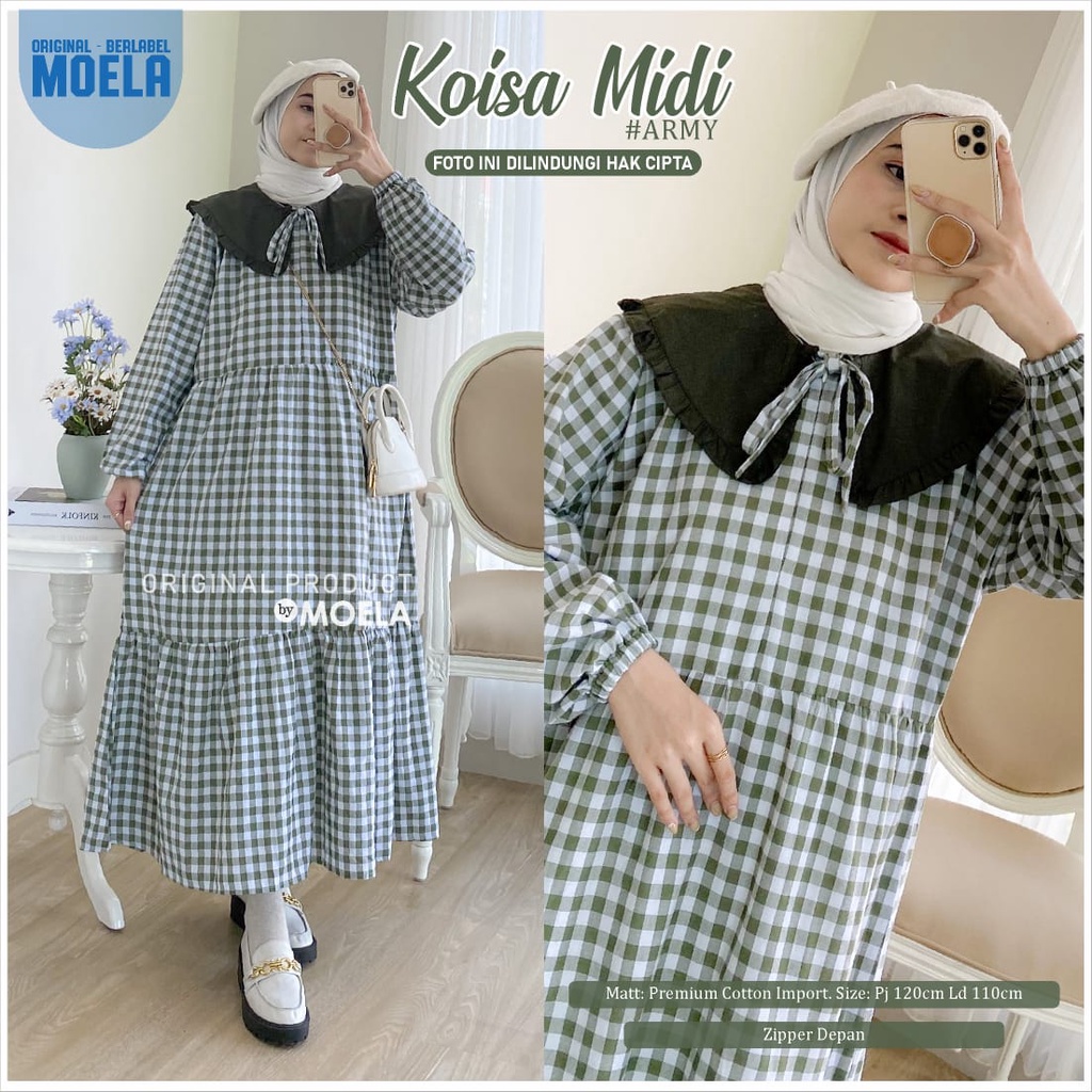 KOISA MIDI DRESS (Ready) MOELA MIDI DRESS MOTIF KOTAK TARTAN
