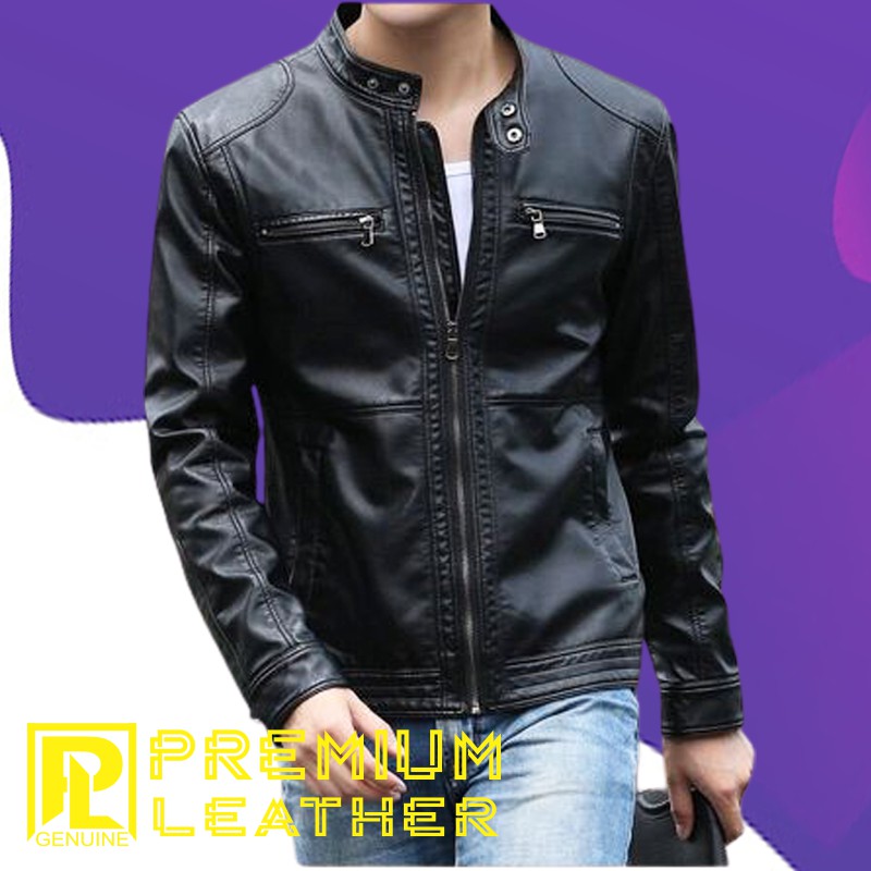 PREMIUM Jaket Kulit Pria Elegant Brownie ARL 033 Silverstone RFLA Ariel Noah Sintetis 90 Mirip Kulit