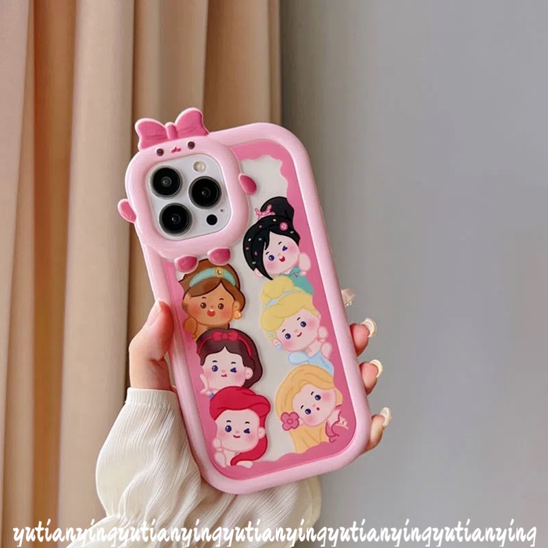 Ins Casing IPhone 11 13 12 14 Pro MAX 7 8 14 Plus 6 6S Plus XR X XS MAX SE Motif Kartun Disney Princess 3D