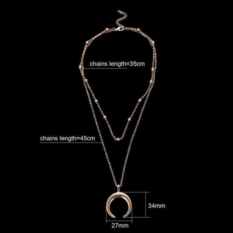 Fashion Wanita Kalung Cinta Retro Elegan Bohemian Moon Love Necklace