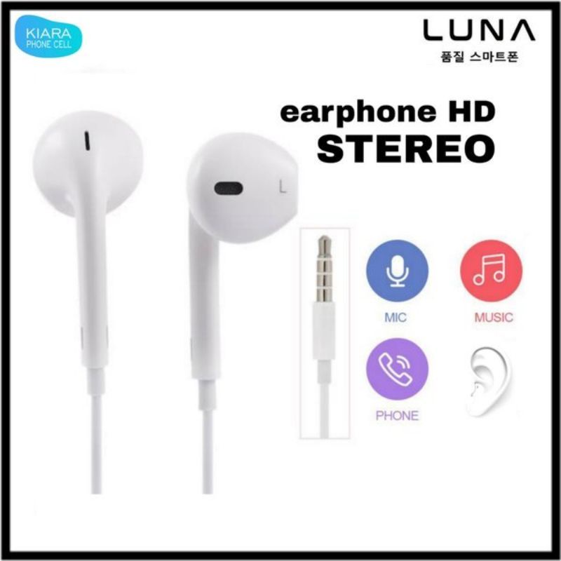 (LUNA) EARPHONE SUPER BASS WITH MICROPHONE HEADSET HD SOUND BASS STEREO