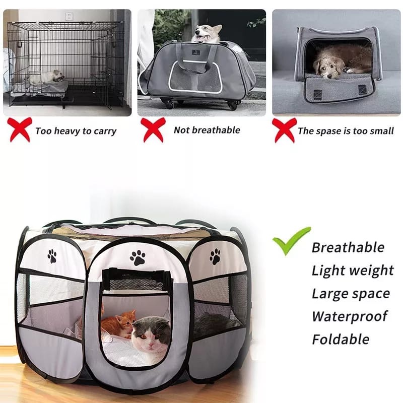 Kandang Lipat Tenda Hewan Big Size Portable Pet Cage Folding Pet Tent Octagonal-7