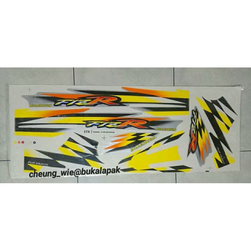 lis body striping stiker F1ZR sporty millenium Kuning silver