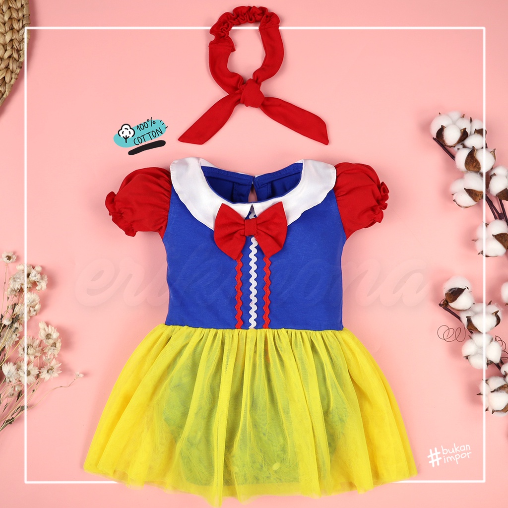 Ermon Baby - Jumper Bayi Perempuan Jumper Baby Cewek Lucu Karakter Snow White + Bando Usia 0 - 12 Bulan