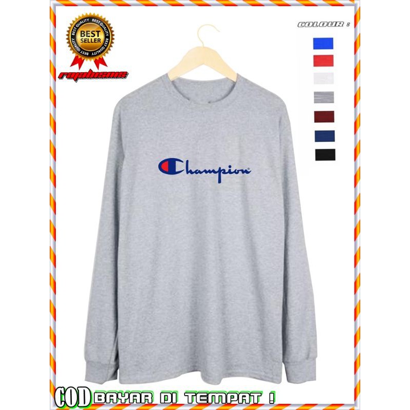 KAOS LENGAN PANJANG COMBED 30S CHAMPION / KAOS PANJANG CHAMPION PRIA WANITA / BAJU DISTRO CHAMPION