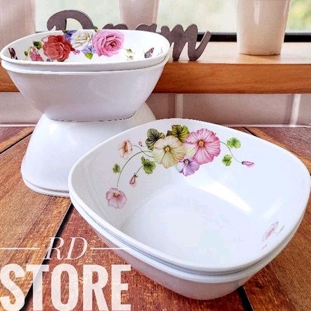 PROMO 6.PCS MAMGKOK PERSEGI JUMBO MELAMINE MOTIF ROSE