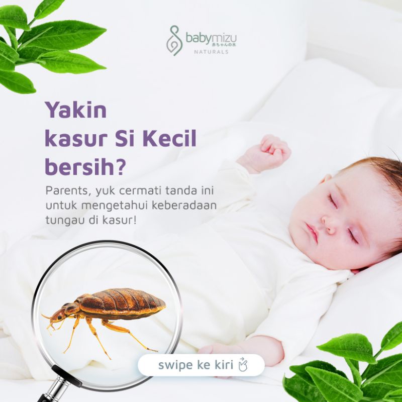 BABYMIZU Bed Linen Spray Natural - Spray Anti Tungau, Kutu Kasur, Kutu Busuk, Semut, Kecoa, Anti Bacterial &amp; Anti Virus