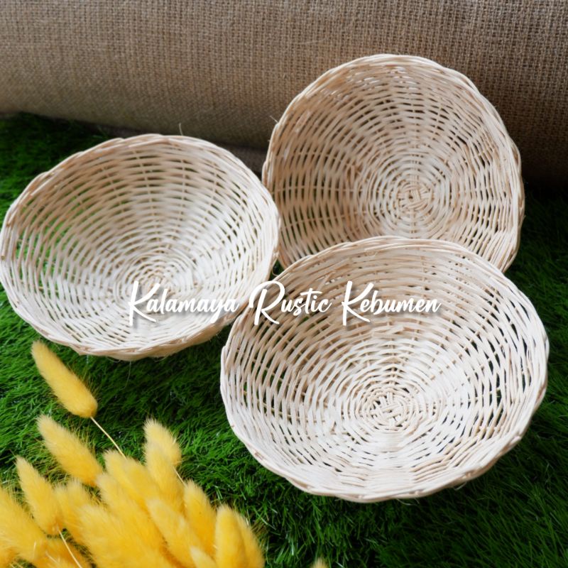 Mangkok Bulat Baki Parcel Anyaman Hiasan Hampers Hantaran Mahar Dekorasi Rustic DIY craft Bambu Rota