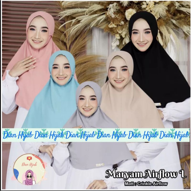 Jilbab Bergo Maryam Tali Crincle Airflow Premium ukuran L dan XL