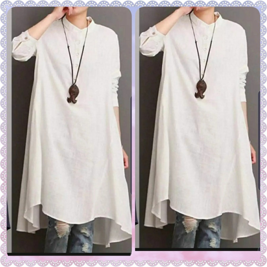 Baju Tunik Jumbo Polos Wanita Dewasa Murah Modis Kekinian Terbaru 2021 Bahan Twiscone LD 110 Fit XL