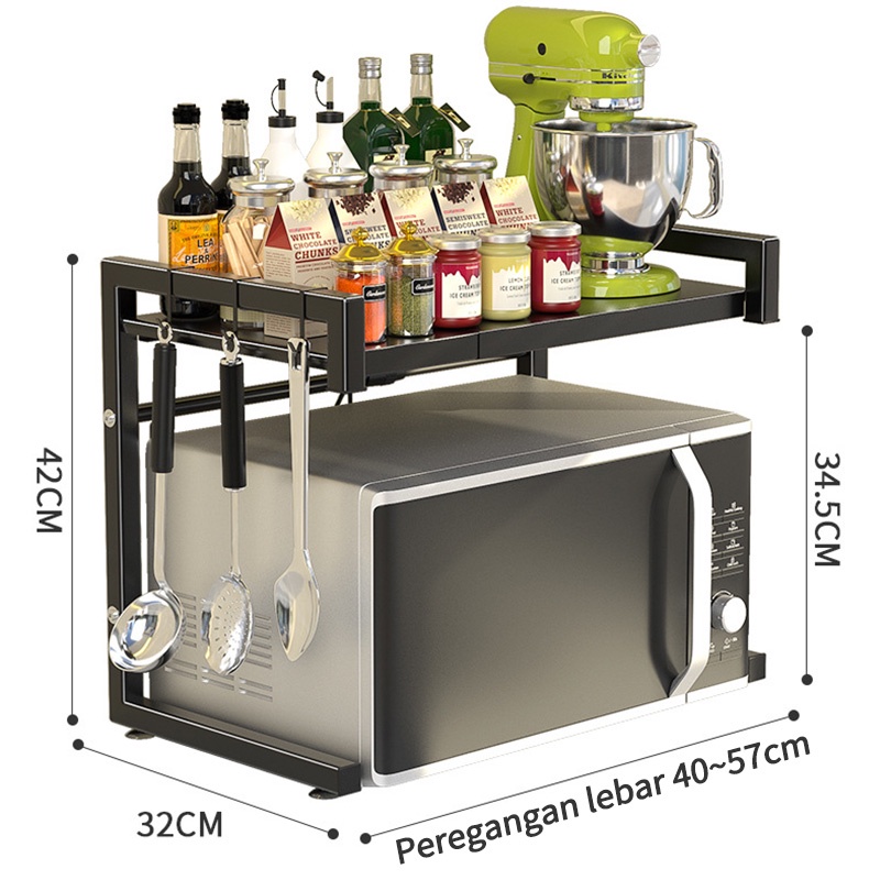 Rak Serbaguna Rak Microwave Rak Bumbu Dapur Portable Rak Panci Rak Oven Rak Besi Tempat Penyimpanan