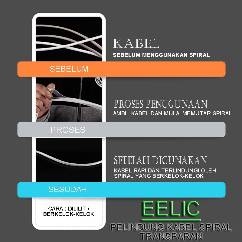 EELIC KAL-SWB3M -KS10 SPIRAL WRAPPING BAND 3 METER PELINDUNG KABEL SPIRAL