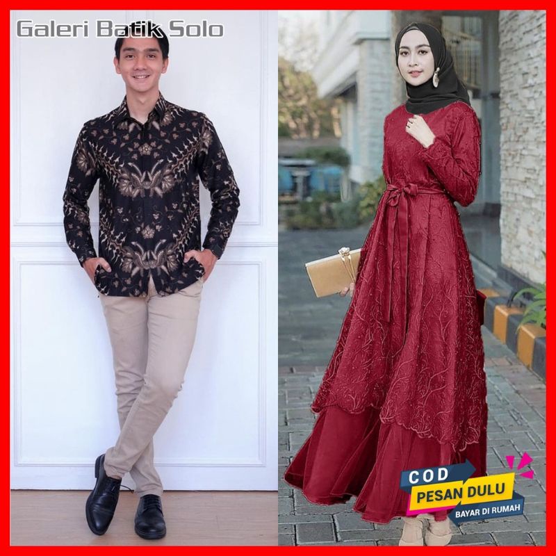 GAMIS LEBARAN KEKINIAN - Gamis Couple Adeeva Dress Kondangan Dan Lebaran Modern Dress Satin Mix Brokat Payet Premium Dress Sarimbit Modern Gamis Couple