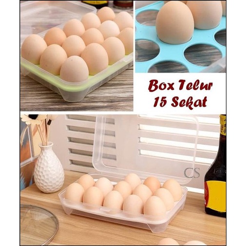 Tempat Telur Dengan Sekat / Kotak Telur / Egg Box / Box Telur 15 Sekat / Kotak Penyimpanan Telur Serbaguna