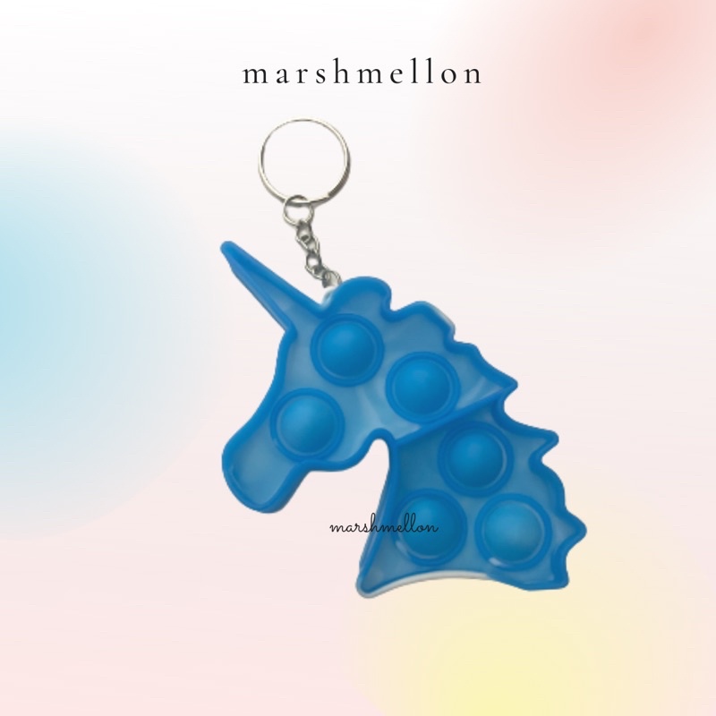 Gantungan Kunci Pop It & Gelang Pop It Pastel Rainbow | Pop It Gurita | Princess Key Chain (Snow White Cinderella Aurora Belle) | Pop It Warna Lilac Pink Tosca Fidget Key Chain Macaron-Unicorn Blue