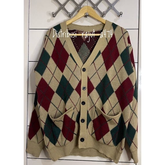 OPPA CARDIGAN RAJUT SAKU OVERSIZE TAEHYOUNG V BTS MOTIF KETUPAT