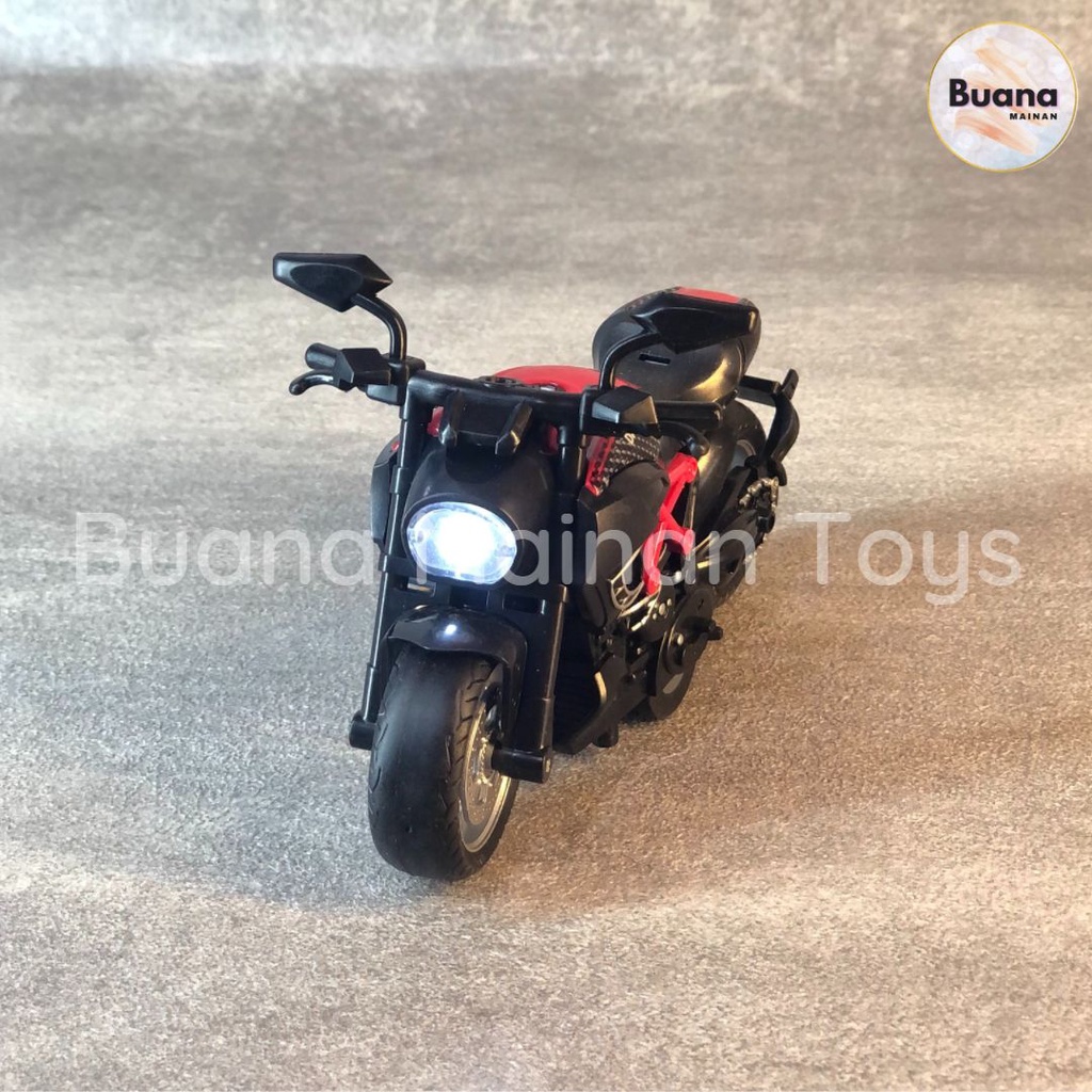 DIECAST SEPEDA MOTOR MODEL SPORT MAINAN ANAK PULLBACK LAMPU SUARA