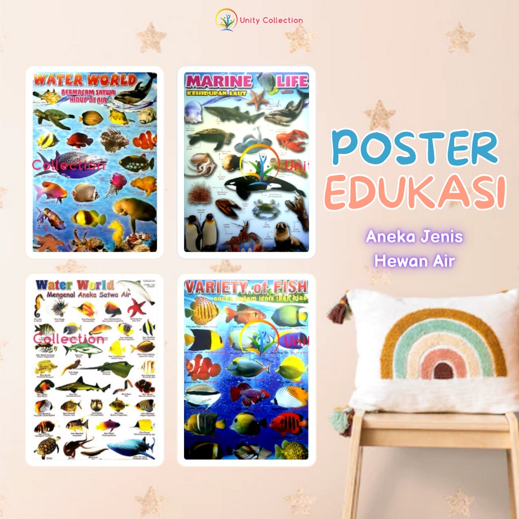 

Poster Edukasi Anak Belajar Aneka Hewan Air Binatang Air Ikan