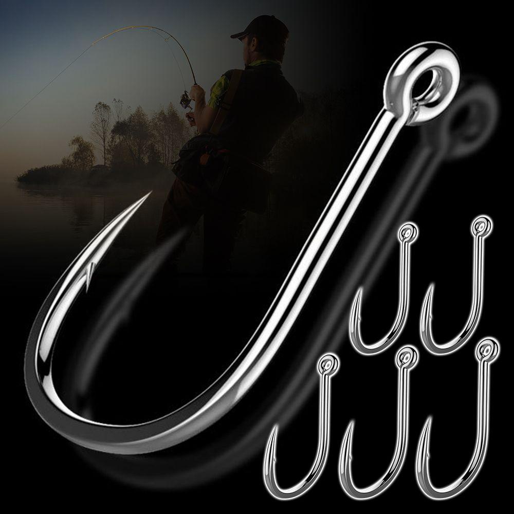 Preva 500pcs Kait Pancing Baja Karbon Kait Berduri Jig Kepala Engkol Offshore Angling