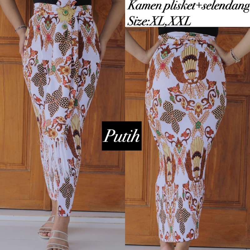 kamen jadi plisket dolby set selendang motif batik