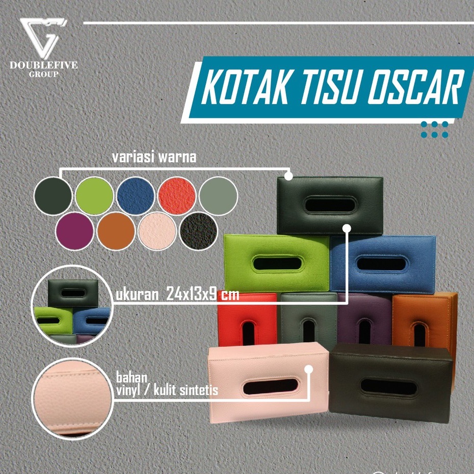 Tempat Tissue Box / Tempat Tisu Kulit Sintetis (Oscar) 24 X 12 Cm