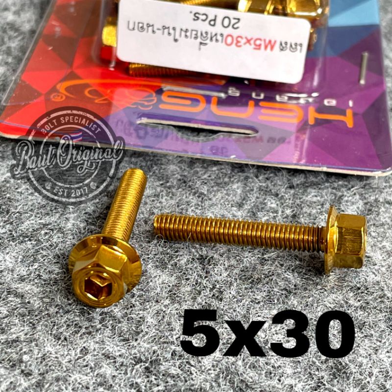 baut probolt 2kunci 2 kunci stainless 5x30 drat 8 panjang 3 cm original heng thailand gold