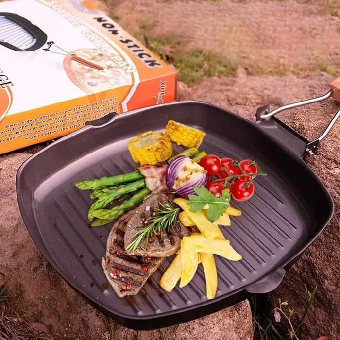 TERLARIS!!! Square Grill Pan 20cm / Teflon Panggang / Panggangan / Bakaran Multifungsi Serbaguna