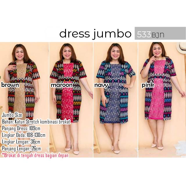 Dress Batik Jumbo - Terusan Batik Jumbo - Batik Stretch 533BJN