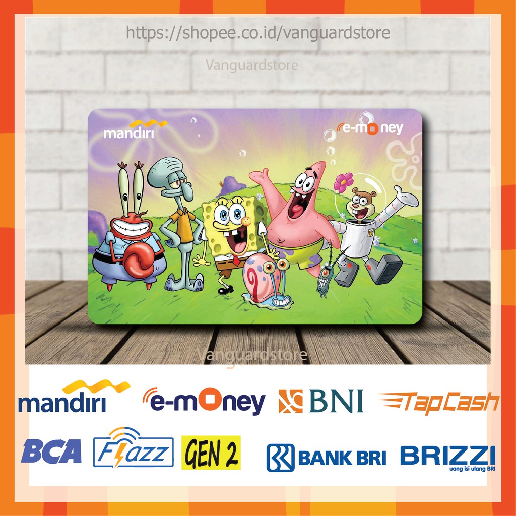 KARTU E MONEY E TOLL SPONGEBOB BIKINI BOTTOM ANIME 1 EMONEY MANDIRI FLAZZ BCA BNI TAPCASH BRIZZI BRI