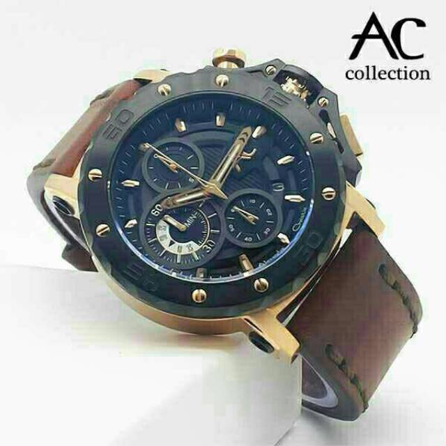 Jam Tangan Pria Alexandre Christie kulit Coklat Ac9201 Original