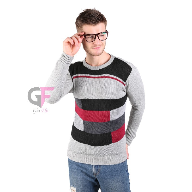 GIOFLO Sweater Laki Laki Sweatshirt Casual Pria Abu / SWE 1004