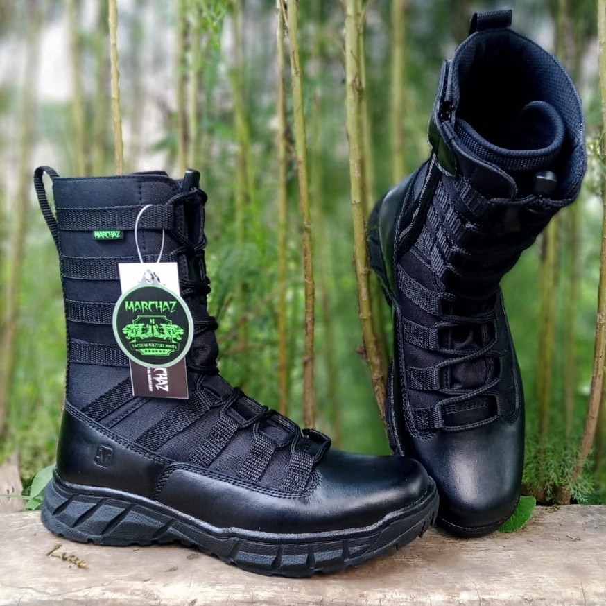 Sepatu Pdl Tali Putar Model Ninja Weba Kulit Sapi Asli Berkualitas Merk MARCHAZ Sepatu Pdl Tni Polri Security Satpam