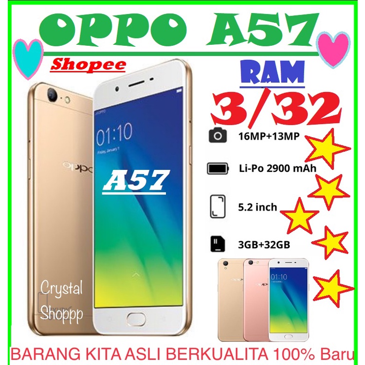 OPPO A57 ORI RAM 4/64 BARU FULSET SEGEL GARANSI 1TAHUN BERKUALITAS 100%