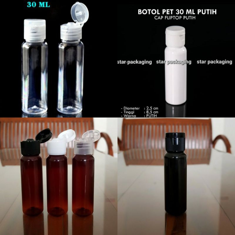 Jual Botol Fliptop 30ml Botol Plastik 30ml Bening Putih Cokelat Hitam Shopee Indonesia 3608