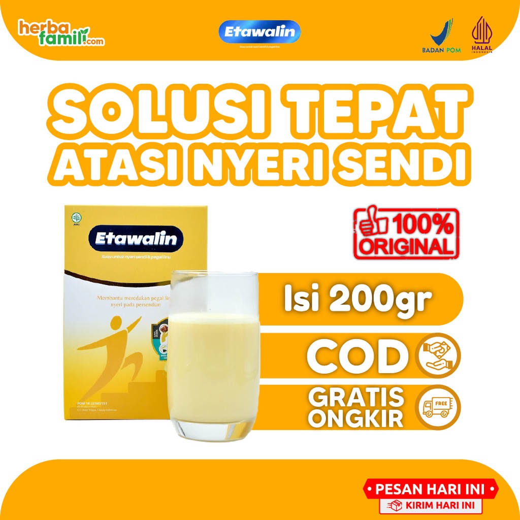 

Susu Etawalin Original Ori - Susu Etawa Bubuk Atasi Nyeri Pinggang Sendi Lutut Osteoarthritis Rematik Asam Urat Osteoporosis Aman Alami Halal BPOM Isi 200 gr