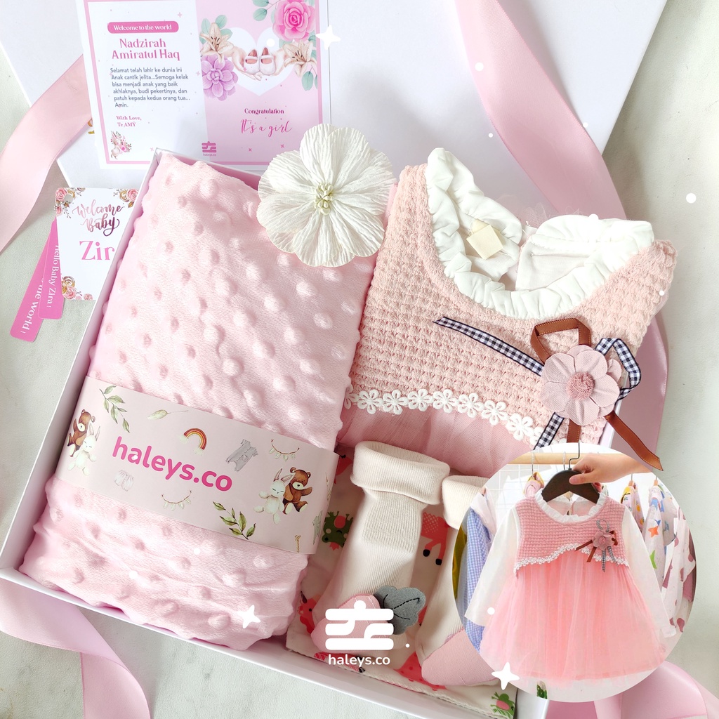 Kado bayi perempuan / Girl Baby Hampers 0-12 months/ Hampers bayi newborn tema korea / Kado bayi Laki Laki/ Babygirl Gift / Kado Lahiran / Giftbox baby / Haleys.co/ Kado bayi cewe